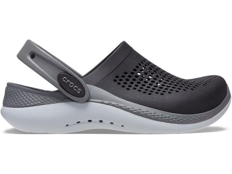 Crocs LiteRide 360 Kids Black Grey — боковий вигляд дитячих сабо