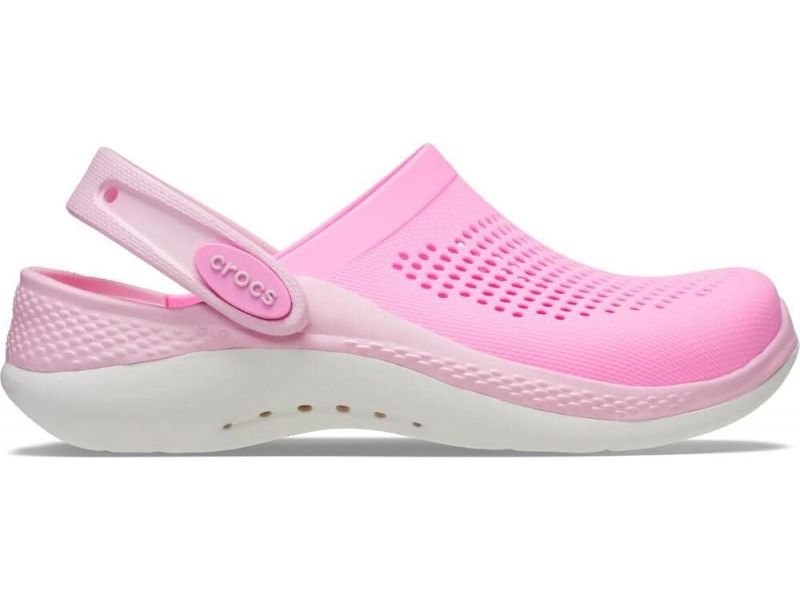 Crocs LiteRide 360 Kids Taffy Pink — боковий вигляд рожевих дитячих сабо