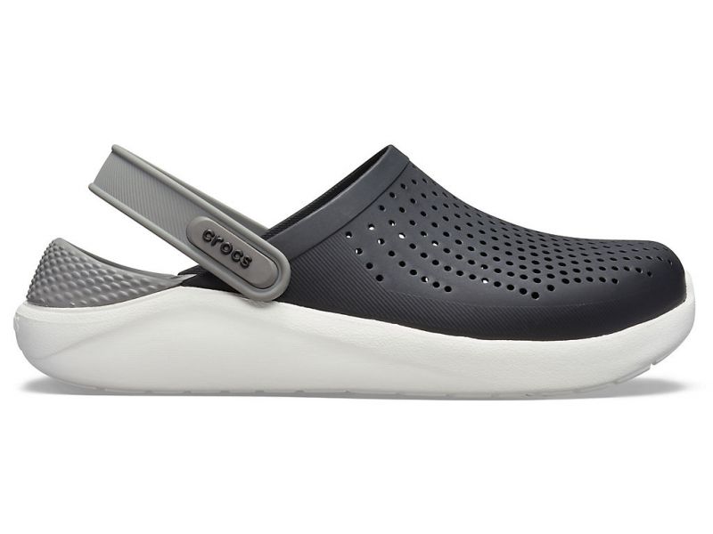 Сабо Crocs LiteRide чёрные с серой стелькой — вид сбоку