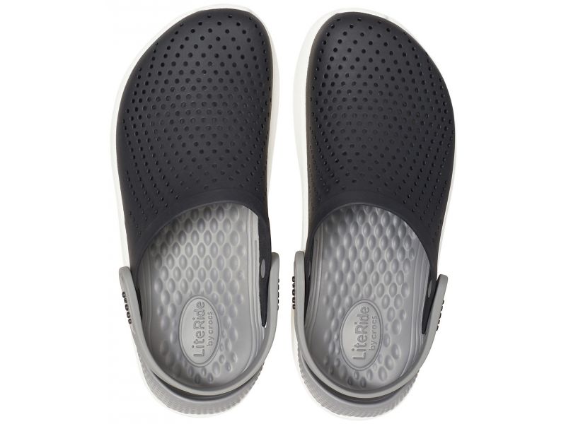 Верх сабо Crocs LiteRide чёрные с серой стелькой