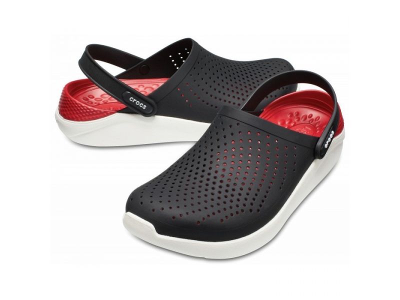 Пара сабо Crocs чёрные с красной стелькой