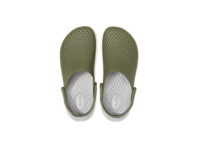 Верх тёмно-зелёных Crocs LiteRideПодошва Crocs LiteRide Green/White