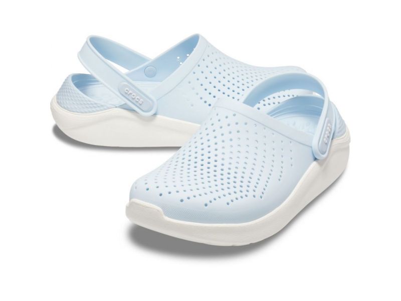 Пара сабо Crocs голубые с белой стелькой