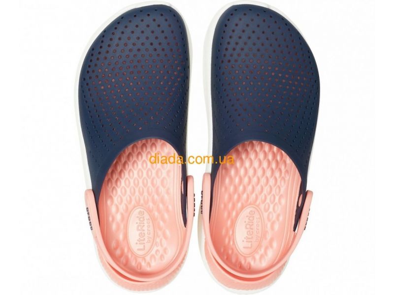 Верх сабо Crocs LiteRide синие с персиковой стелькой