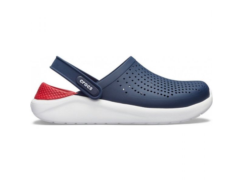 Сабо Crocs LiteRide Navy с красной стелькой — вид сбоку
