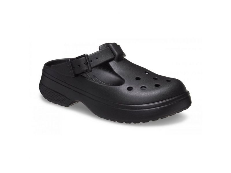 Crocs Mary Jane Black — вид спереди, вентиляционные отверстия, стиль