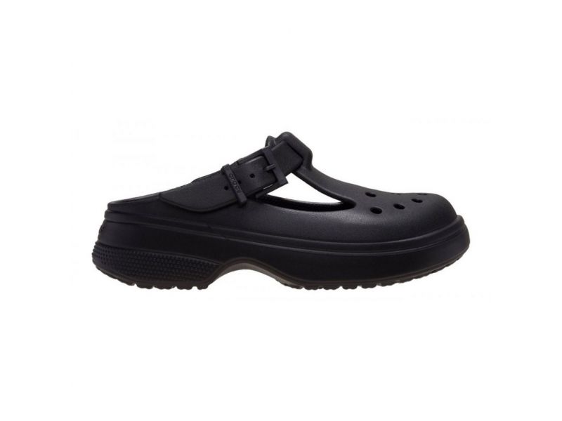 Crocs Mary Jane Black — женские кроксы сбоку с ремешком, черный цвет