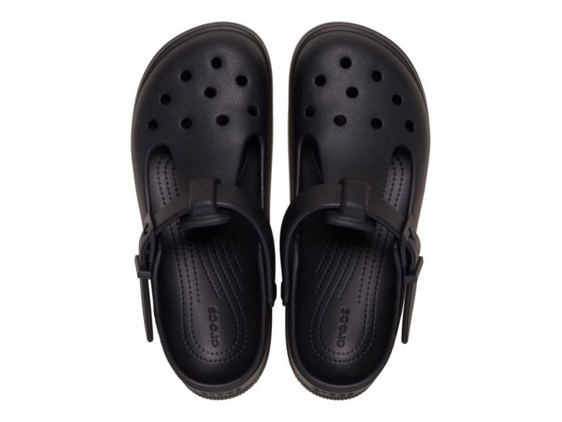 Crocs Mary Jane Black — сверху, женские сабо с округлой формой