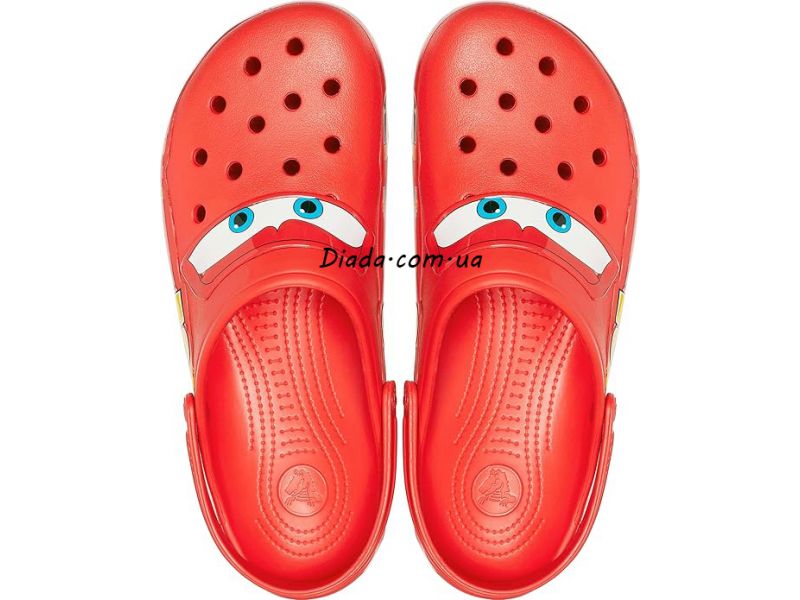 Crocs McQueen — вид сверху, элементы персонажа из мультфильма Cars