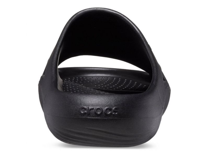 Crocs Mellow Recovery Slide Black — чёрные сабо-шлёпанцы, вид сзади, оригинал