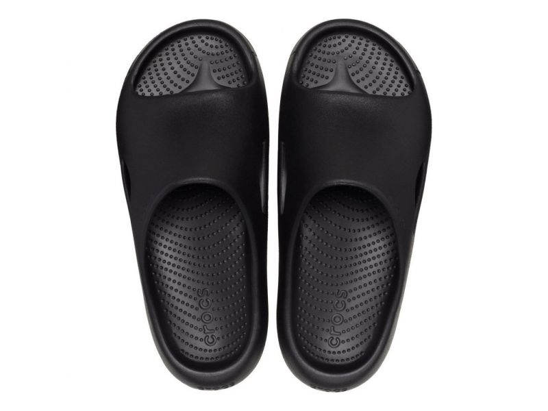 Crocs Mellow Recovery Slide Black — вид сверху, мягкие шлёпанцы, оригинал