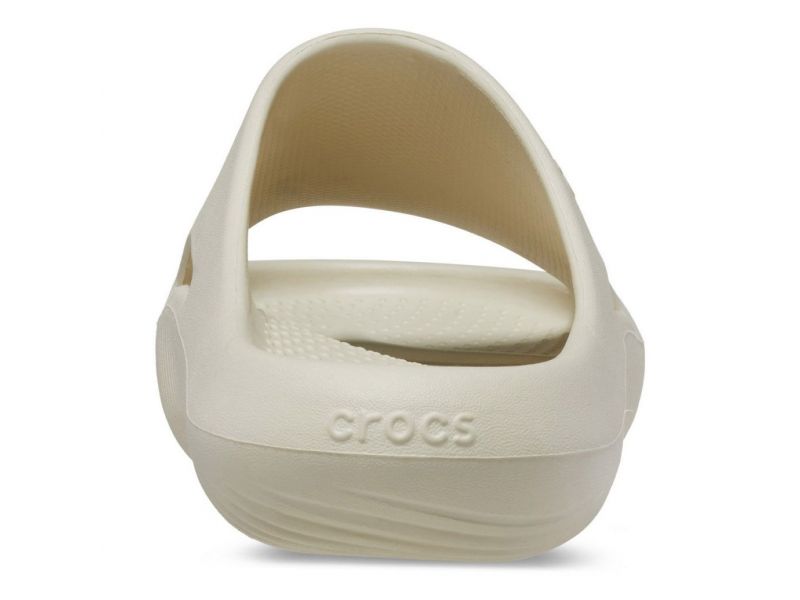 Crocs Mellow Recovery Slide Bone — стильные шлепанцы бежевого цвета, вид сзади, оригинал