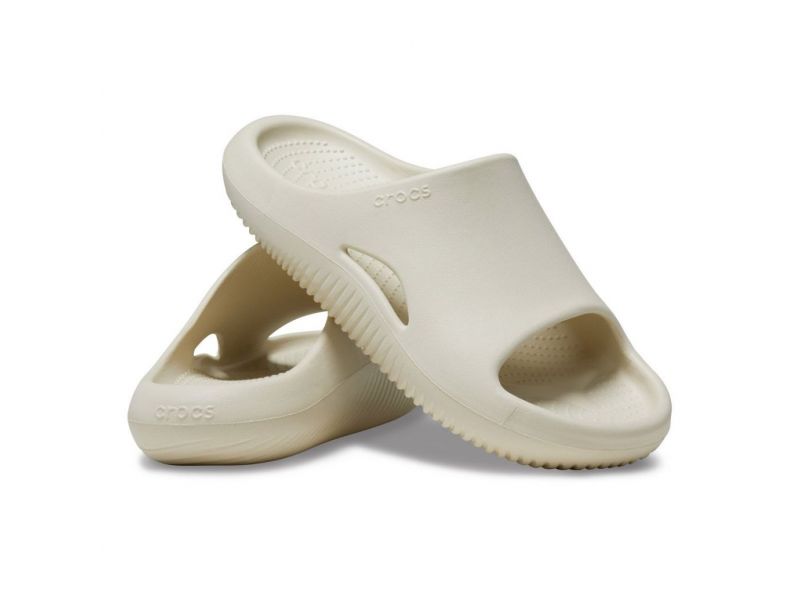 Пара Crocs Mellow Recovery Slide Bone — бежевые унисекс шлёпанцы для повседневной носки, оригинал