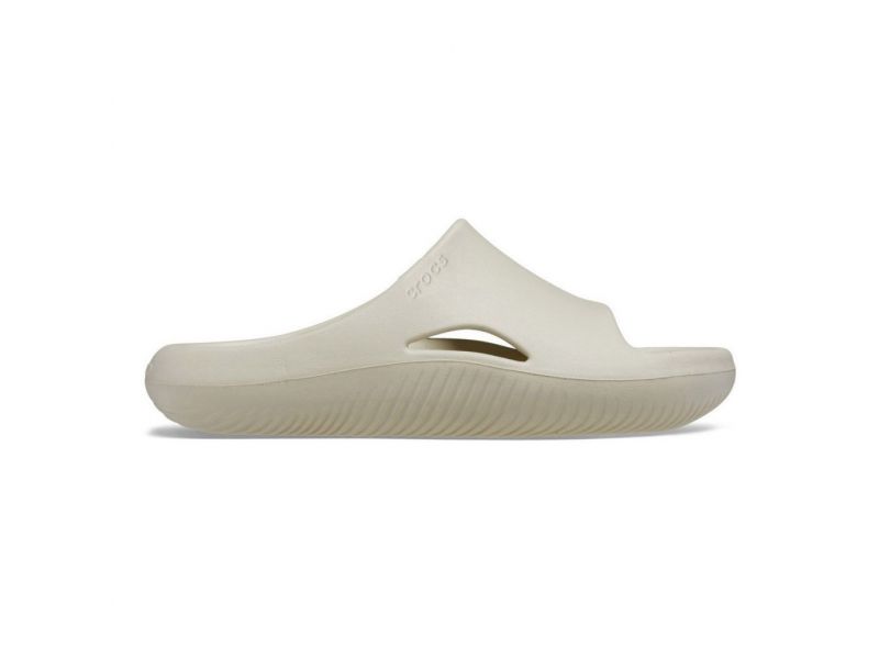 Оригинальные Crocs Mellow Recovery Slide Bone — бежевые шлёпанцы, вид сбоку