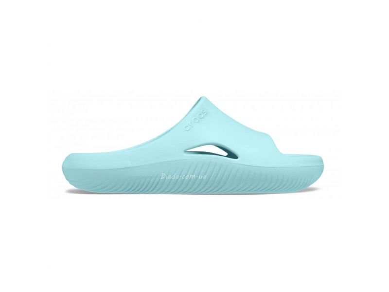 Оригинальные Crocs Mellow Slide Pure Water — бирюзовые шлепанцы, вид сбоку