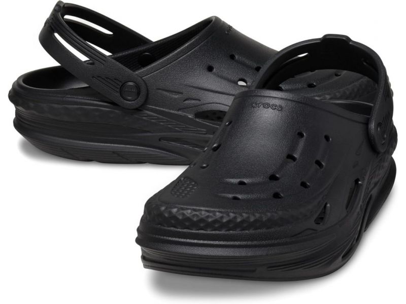 Пара Crocs Off Grid Black — чёрные унисекс кроксы, оригинал