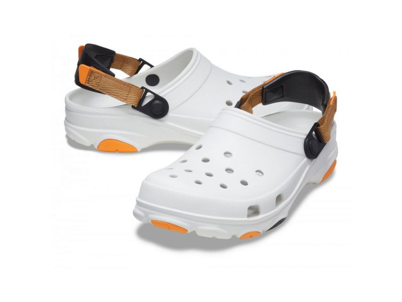 Пара Crocs White/Multi — легкие унисекс сабо белого цвета для повседневной носки