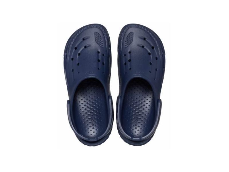 Crocs Off Grid Clog Navy — вид сверху, классические тёмно-синие сабо CrocsПодошва Crocs Off Grid Navy — прочный протектор, оригинал