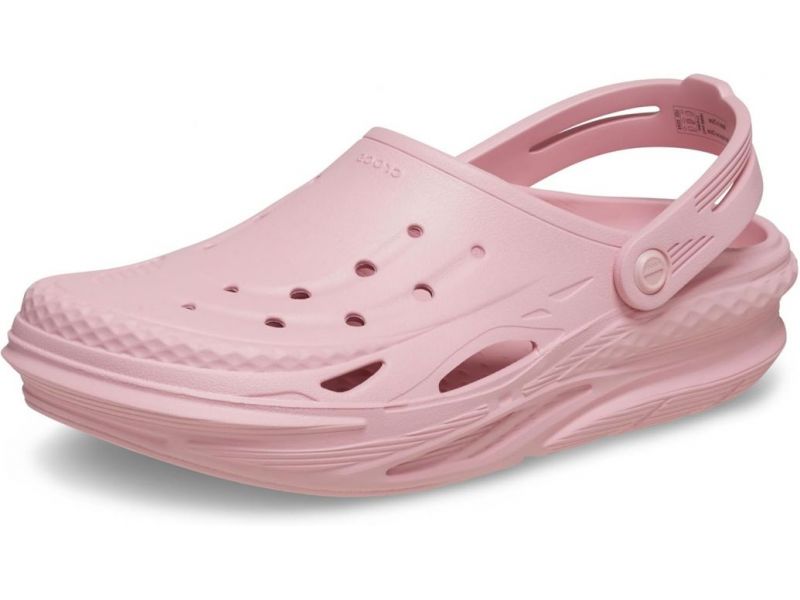Crocs Off Grid Petal Pink — вид спереди, розовые сабо оригинал