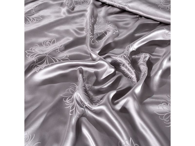 Шелковый комплект постельного белья серый. Благородный дамаск. 100% натуральный шелк Silk KIss, фото 5
