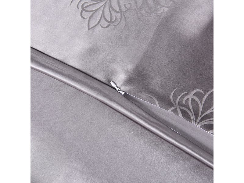 Шелковый комплект постельного белья серый. Благородный дамаск. 100% натуральный шелк Silk KIss, фото 6