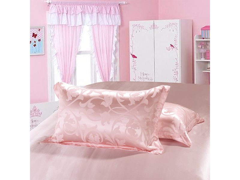 Постельное белье из натурального розового шелка, комплект. Розовый перламутр Silk Kiss, фото 4