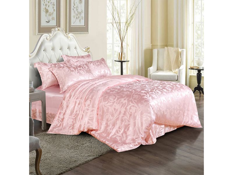 Постельное белье из натурального розового шелка, комплект. Розовый перламутр Silk Kiss, фото 8