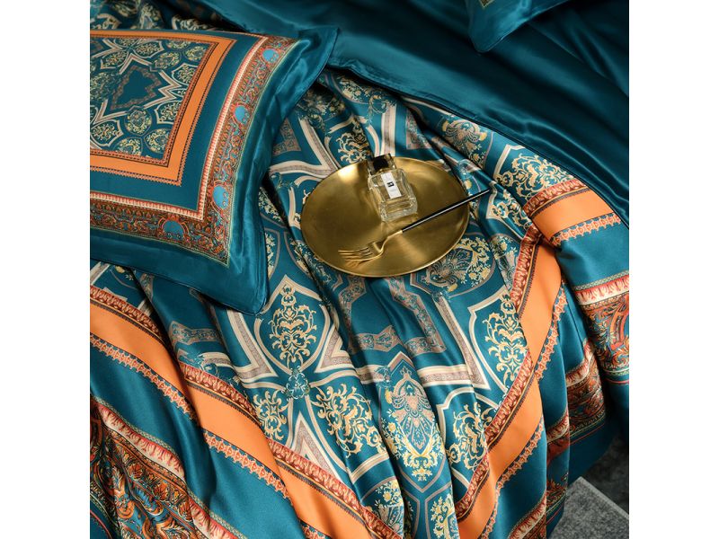 Набор шелкового постельного белья с узорами. 1001 ночь. Натуральный 100% шелк, фото 4