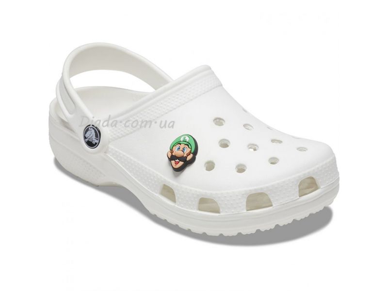 Jibbitz Super Mario Luigi – прикраса для Crocs у формі Луїджі, вигляд зверху