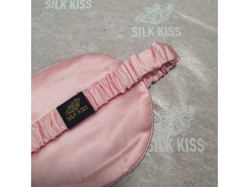 Розовая маска для сна из натурального шелка Silk Kiss. Размер универсальный, фото 2