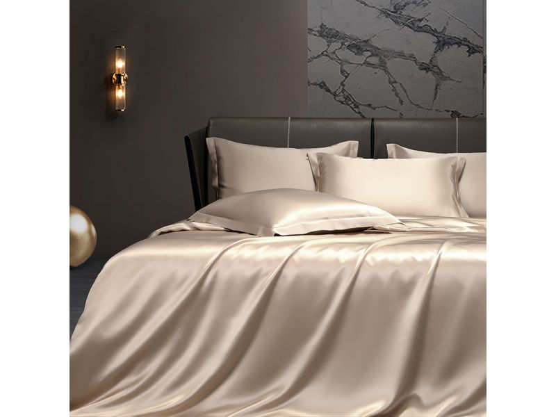 Постельное белье шелковое, из натурального шелка, бежевое. Песочный абсолют. Silk Kiss, фото 9