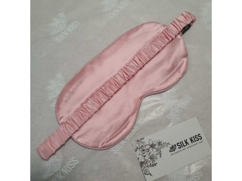 Розовая маска для сна из натурального шелка Silk Kiss. Размер универсальный, фото 3