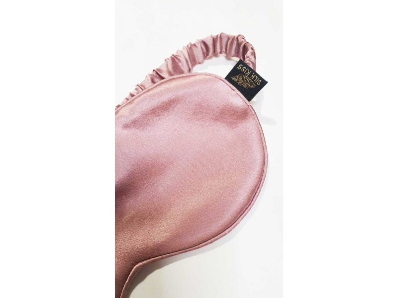 Маска для сна из натурального шелка, шелковая Silk Kiss. Пудровая, фото 4