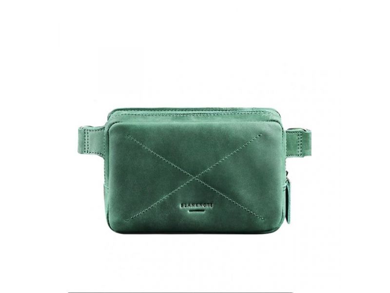 Кожаная поясная сумка Dropbag Mini зеленая Crazy Horse, фото 10