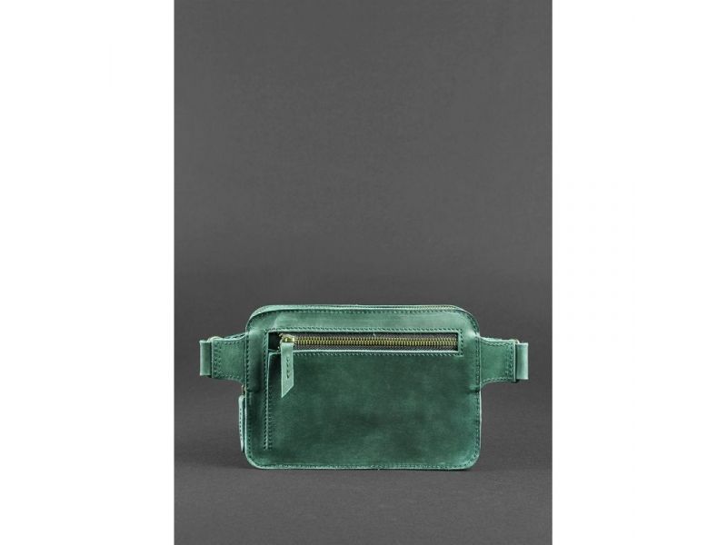 Кожаная поясная сумка Dropbag Mini зеленая Crazy Horse, фото 4