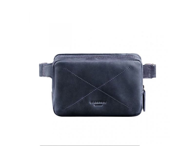 Кожаная поясная сумка Dropbag Mini синяя, фото 10