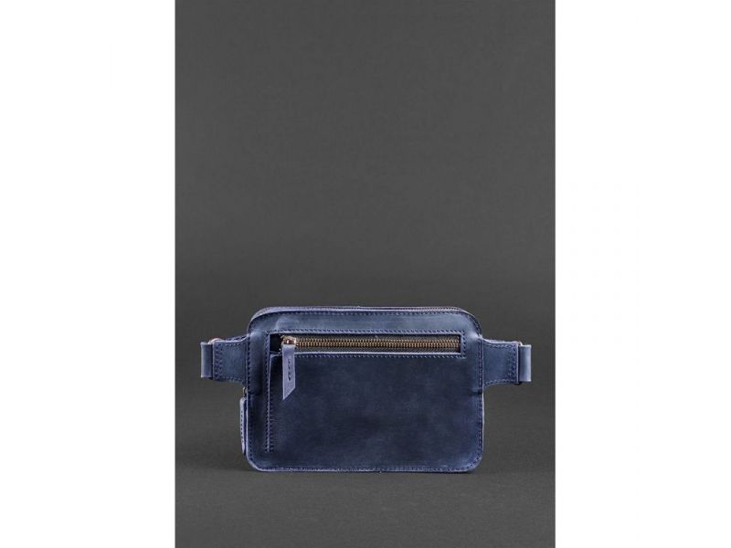 Кожаная поясная сумка Dropbag Mini синяя, фото 4