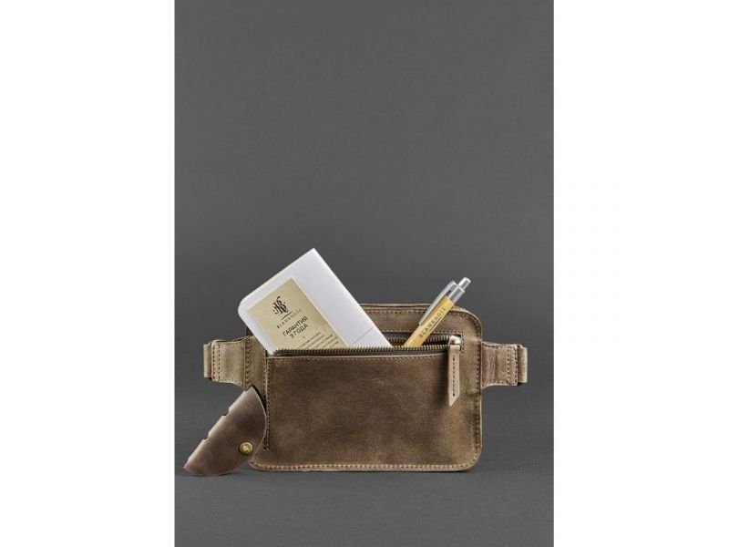 Кожаная поясная сумка Dropbag Mini темно-коричневый Crazy Horse, фото 5