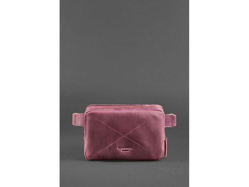 Кожаная поясная сумка Dropbag Mini Crazy Horse бордовая, фото 2