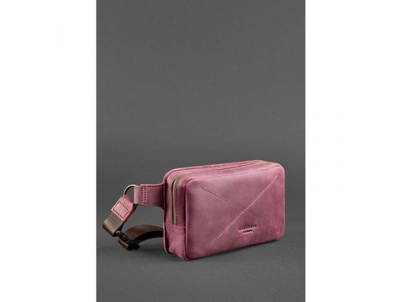 Кожаная поясная сумка Dropbag Mini Crazy Horse бордовая, фото 3