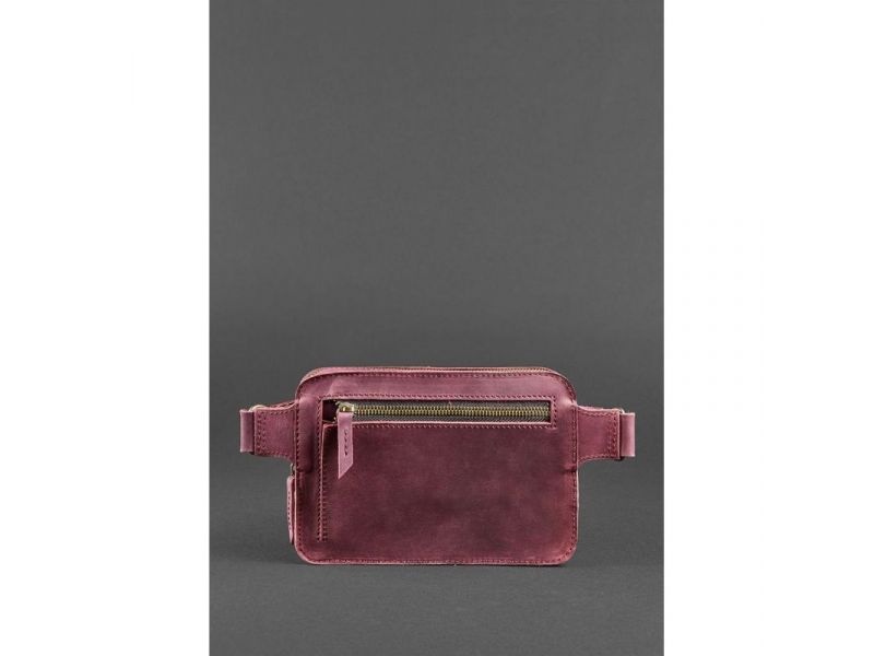 Кожаная поясная сумка Dropbag Mini Crazy Horse бордовая, фото 4