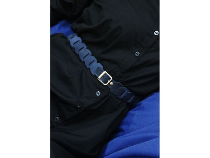 Женский кожаный бохо-ремень синий Crazy Horse, фото 1