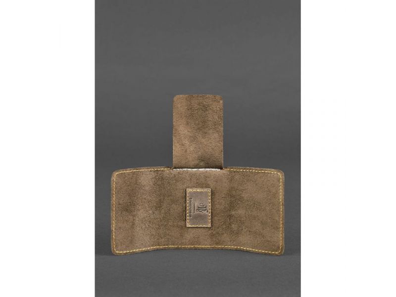 Кожаный кард-кейс 1.1 темно-коричневый Crazy Horse с оранжевым, фото 3