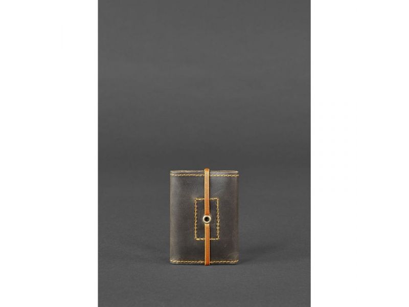 Кожаный кард-кейс 1.1 темно-коричневый Crazy Horse с оранжевым, фото 4