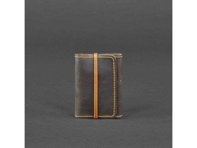 Кожаный кард-кейс 1.1 темно-коричневый Crazy Horse с оранжевым, фото 5