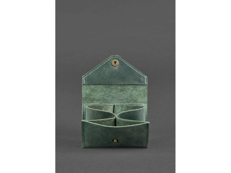 Кожаный кард-кейс 3.0 зеленый с мандалой, фото 3