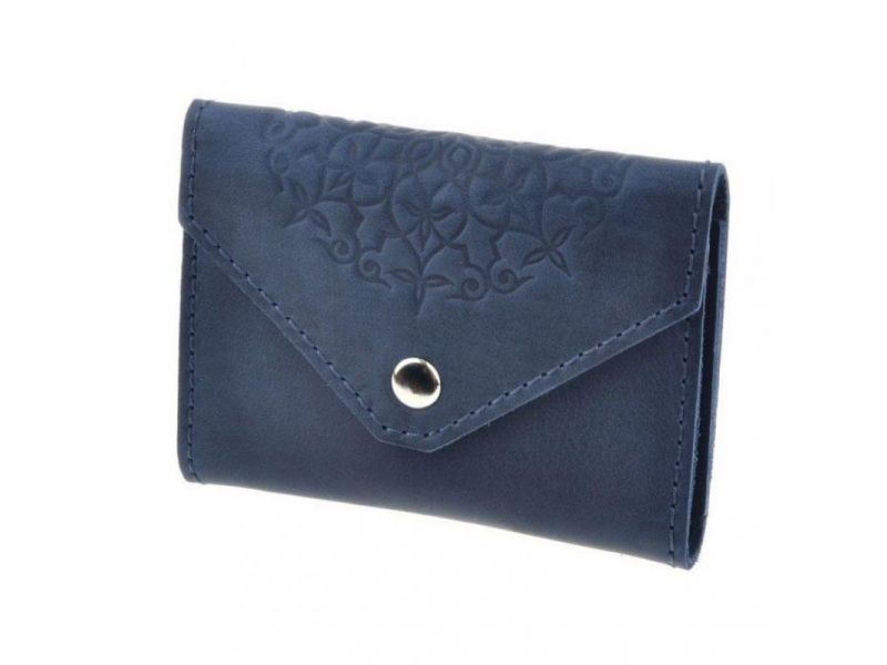 Кожаный кард-кейс 3.0 синий с мандалой, фото 6