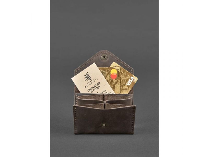 Кожаный кард-кейс 3.0 темно-коричневый Crazy Horse с мандалой, фото 2