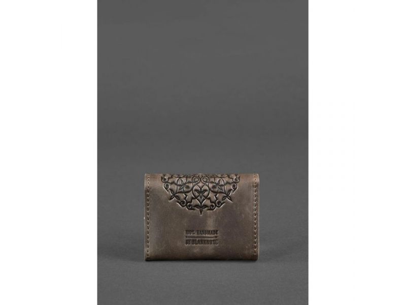 Кожаный кард-кейс 3.0 темно-коричневый Crazy Horse с мандалой, фото 4