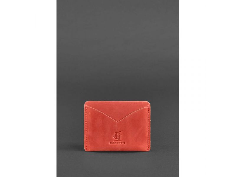 Женская кожаная визитница 5.0 коралловая, фото 1